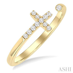 ASHI Cross Petite Diamond Fashion Open Ring 387L8PPTGYG