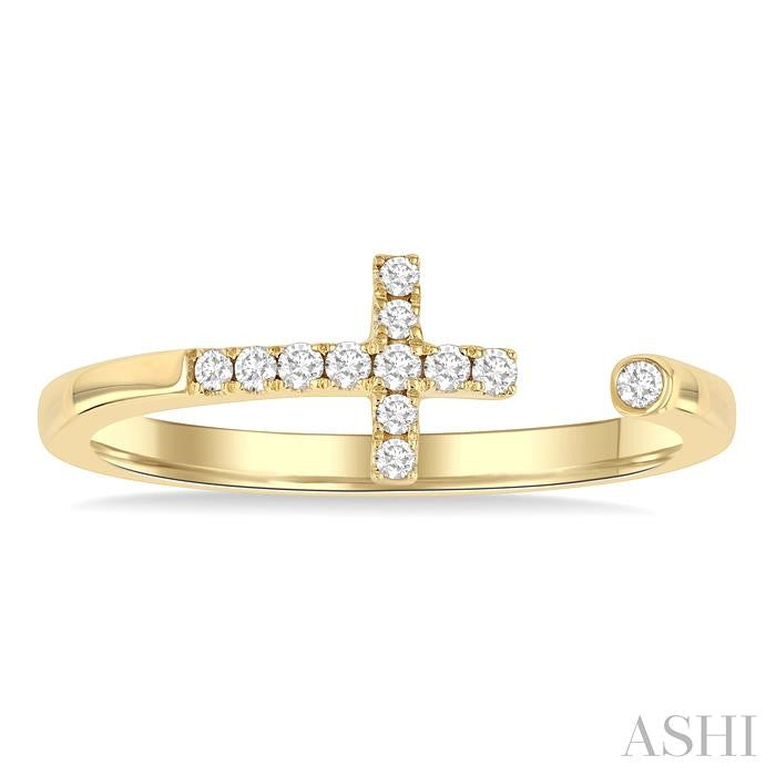 ASHI Cross Petite Diamond Fashion Open Ring 387L8PPTGYG