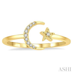 ASHI Stackable Crescent Moon & Star Petite Diamond Fashion Ring 388H9PPTSYG