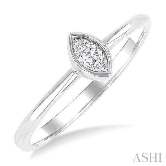 ASHI Marquise Shape Bezel Set Petite Diamond Fashion Ring 389K8PPTGWG-MQ