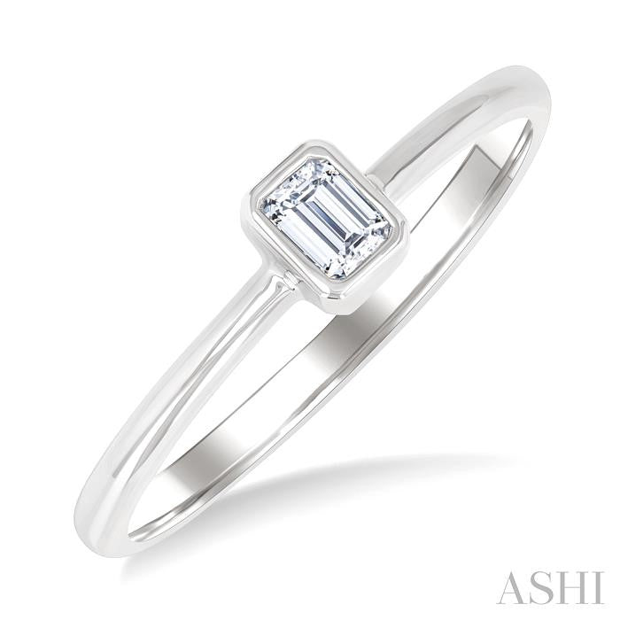 ASHI Emerald Shape Bezel Set Petite Diamond Fashion Ring 389K8PPTGWG-OC