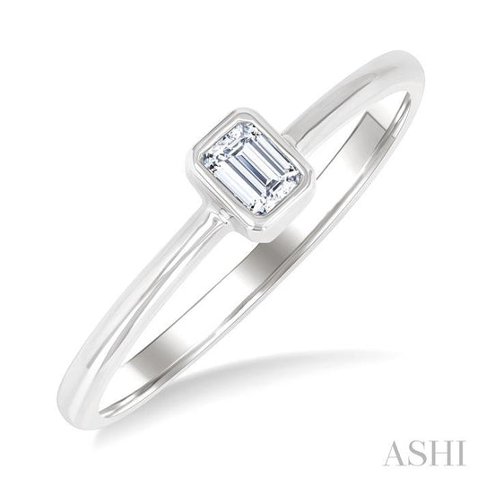 ASHI Emerald Shape Bezel Set Petite Diamond Fashion Ring 389K8PPTGWG-OC