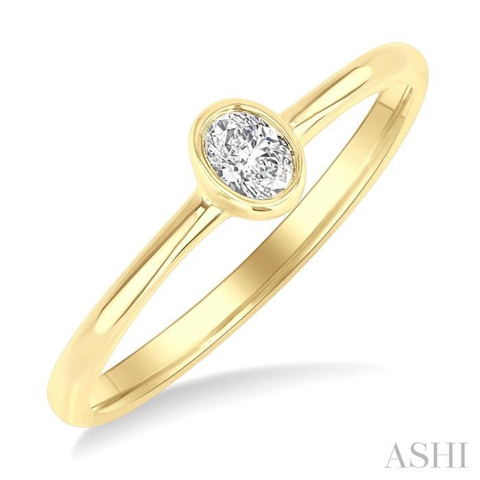 ASHI Oval Shape Bezel Set Petite Diamond Fashion Ring 389K8PPTGYG-OV