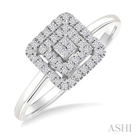 ASHI Princess Shape Petite Halo Diamond Fashion Ring 389L8PPTSWG-SQ