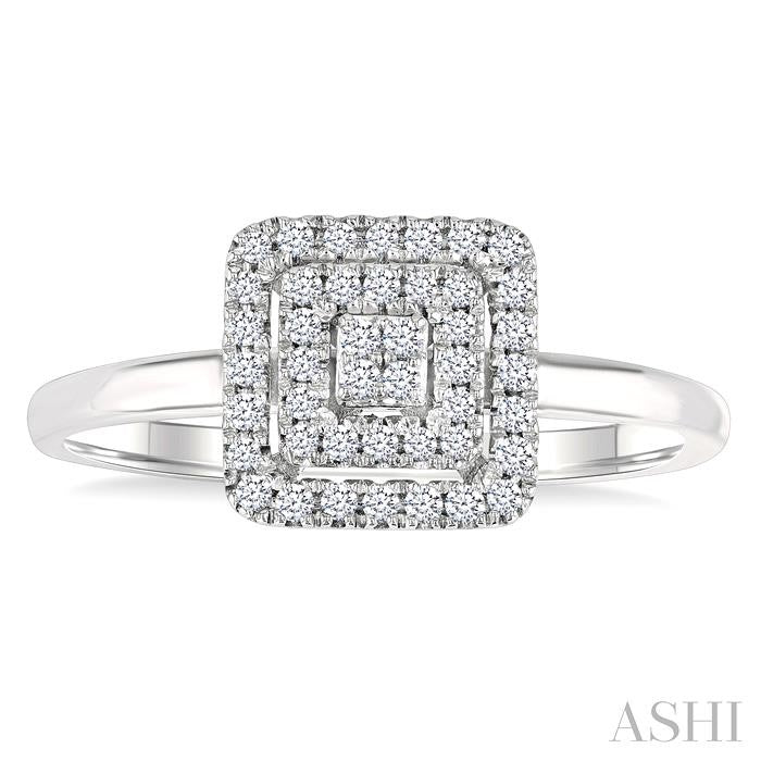ASHI Princess Shape Petite Halo Diamond Fashion Ring 389L8PPTSWG-SQ