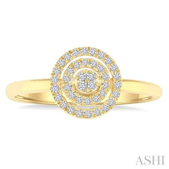 ASHI Round Shape Petite Halo Diamond Fashion Ring 389L8PPTSYG-RD