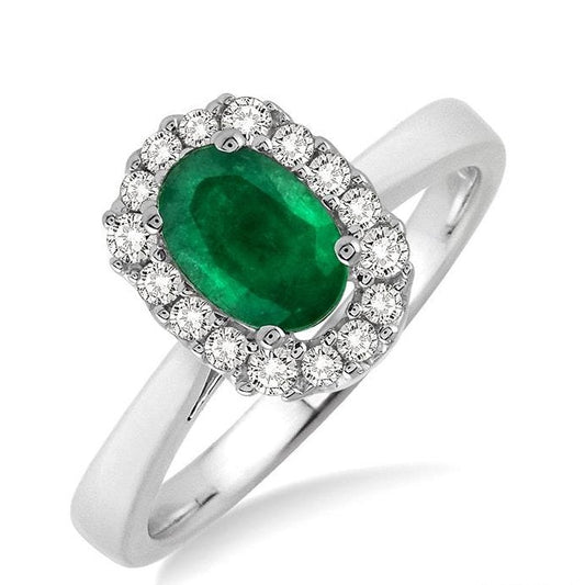 Parkplace Jewelers Oval Shape Gemstone & Halo Diamond Ring 42628PPFNEMWG