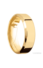 7 mm wide High Bevel 14K Yellow Gold band.