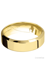 7 mm wide High Bevel 14K Yellow Gold band.