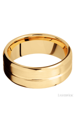 8 mm wide Beveled with Center Accent Groove 14K Yellow Gold band.