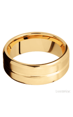 8 mm wide Beveled with Center Accent Groove 14K Yellow Gold band.