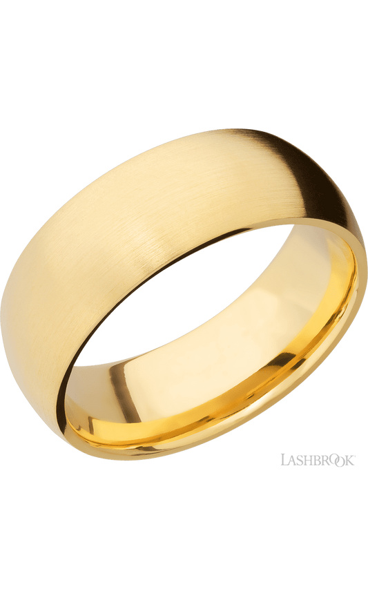 8 mm wide Domed 14K Yellow Gold band.