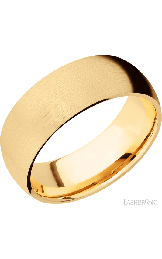 8 mm wide Domed 14K Yellow Gold band.