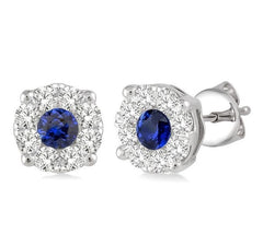 Parkplace Jewelers Round Shape Lovebright Gemstone & Diamond Earrings 58473PPFVERSPWG