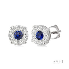 ASHI Round Shape Lovebright Gemstone & Diamond Earrings 58473PPFVERSPWG