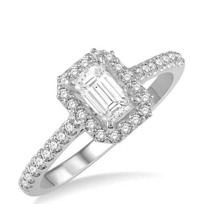 Parkplace Jewelers Emerald Shape Halo Diamond Engagement Ring 244G4PPFHWG-LE