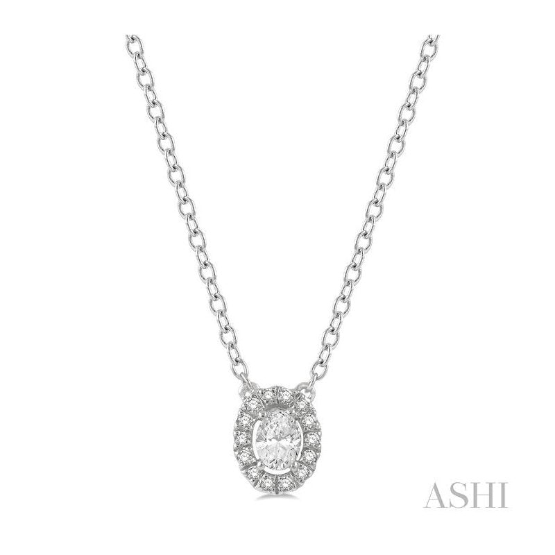 ASHI Oval Shape East-West Petite Halo Diamond Fashion Pendant 90346PPFHPDWG