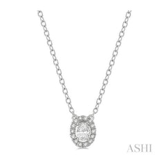 ASHI Oval Shape East-West Petite Halo Diamond Fashion Pendant 90346PPFHPDWG