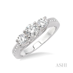 ASHI Round Shape Past Present & Future Diamond Engagement Ring 24901PPFCWG-LE