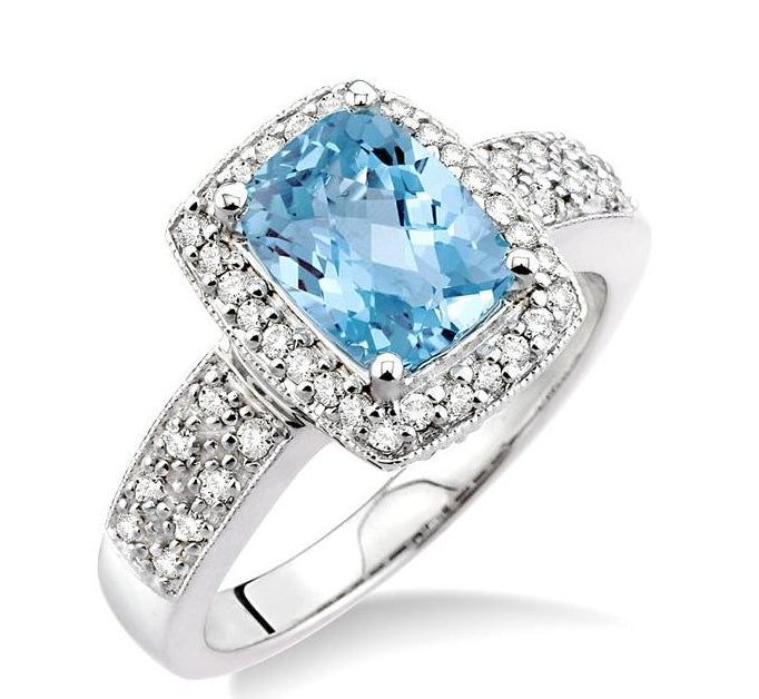 Parkplace Jewelers Cushion Shape Gemstone & Halo Diamond Ring 51275PPFNAQWG