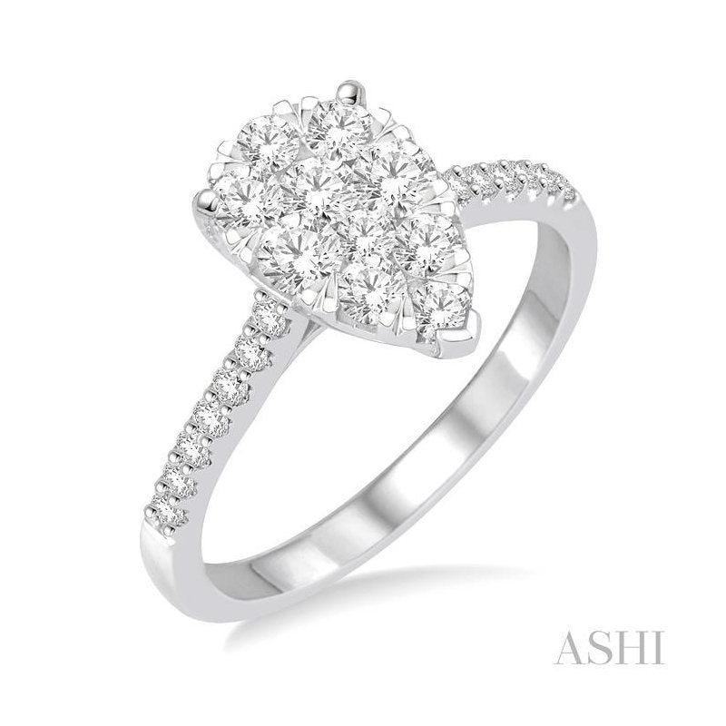 ASHI Pear Shape Lovebright Essential Diamond Engagement Ring 135C2PPFGWG
