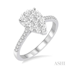 ASHI Pear Shape Lovebright Essential Diamond Engagement Ring 135C2PPFGWG