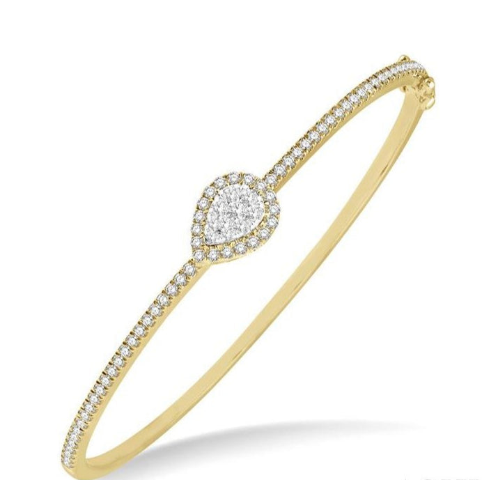 Parkplace Jewelers Stackable Pear Shape Halo Lovebright Essential Diamond Bangle 799B1PPFGYW-PR