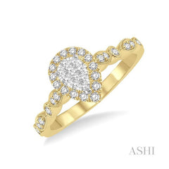 ASHI Pear Shape Halo Lovebright Diamond Engagement Ring 156F5PPFGYW