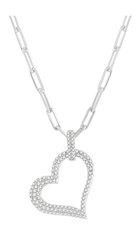 Parkplace Jewelers Pave-Set Heart Shape Paper Clip Diamond Fashion Pendant 94063PPFHPDWG
