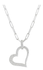 Parkplace Jewelers Pave-Set Heart Shape Paper Clip Diamond Fashion Pendant 94063PPFHPDWG
