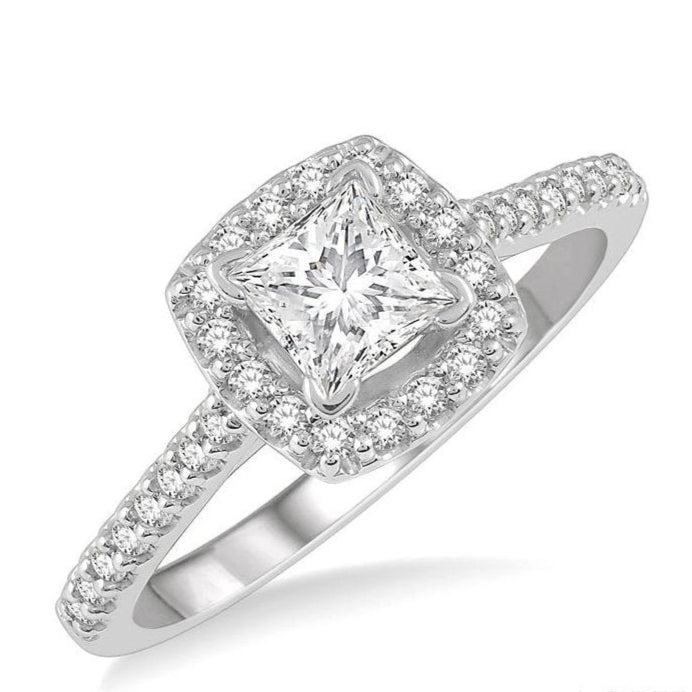 Parkplace Jewelers Princess Shape Halo Diamond Engagement Ring 241G2PPFHWG-LE