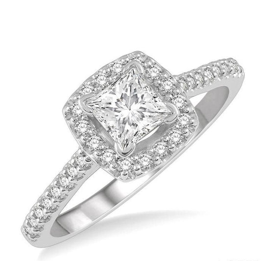 Parkplace Jewelers Princess Shape Halo Diamond Engagement Ring 241G2PPFHWG-LE