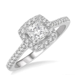 Parkplace Jewelers Princess Shape Halo Diamond Engagement Ring 241G2PPFHWG-LE