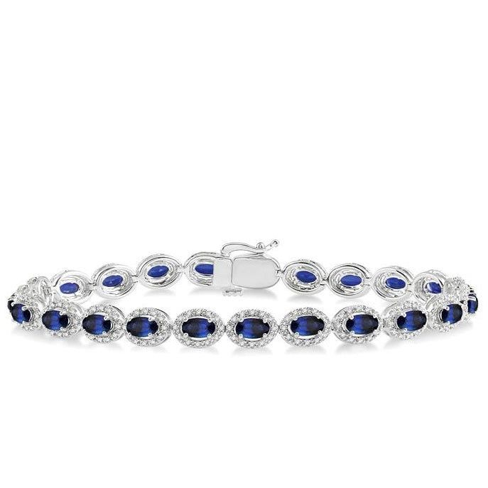 Parkplace Jewelers Oval Shape Gemstone & Halo Diamond Bracelet 76081PPFSSPWG