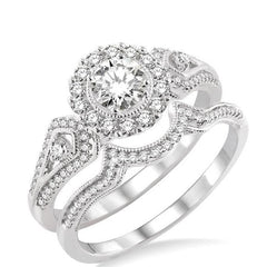 Parkplace Jewelers Round Shape Halo Diamond Wedding Set 14812PPFHWG-WS