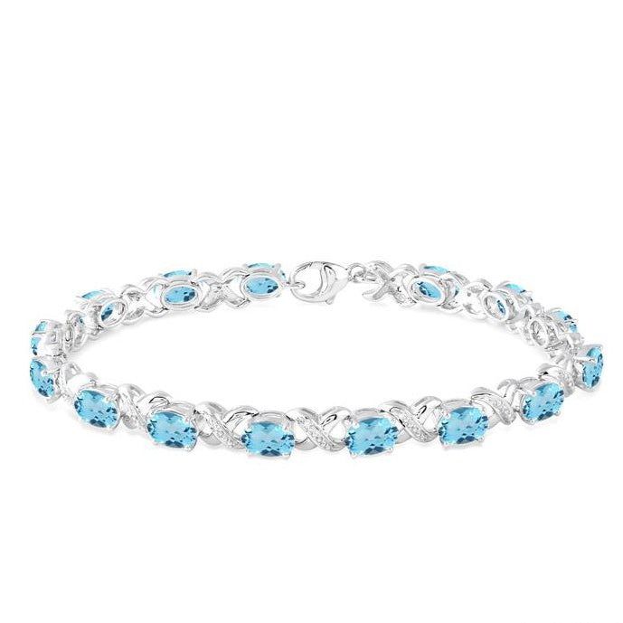 Parkplace Jewelers Silver Oval Shape Gemstone & Diamond Bracelet 85549PPSSBTSLTB