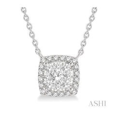 ASHI Cushion Shape Halo Lovebright Essential Diamond Pendant 9966HPPFVNKWG