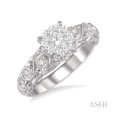 ASHI Round Shape Lovebright Diamond Engagement Ring 125E3PPFVWG
