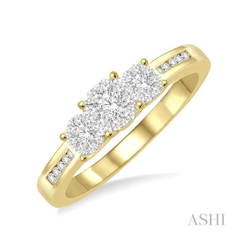 ASHI Round Shape Past Present & Future Lovebright Essential Diamond Ring 36915PPFGYW