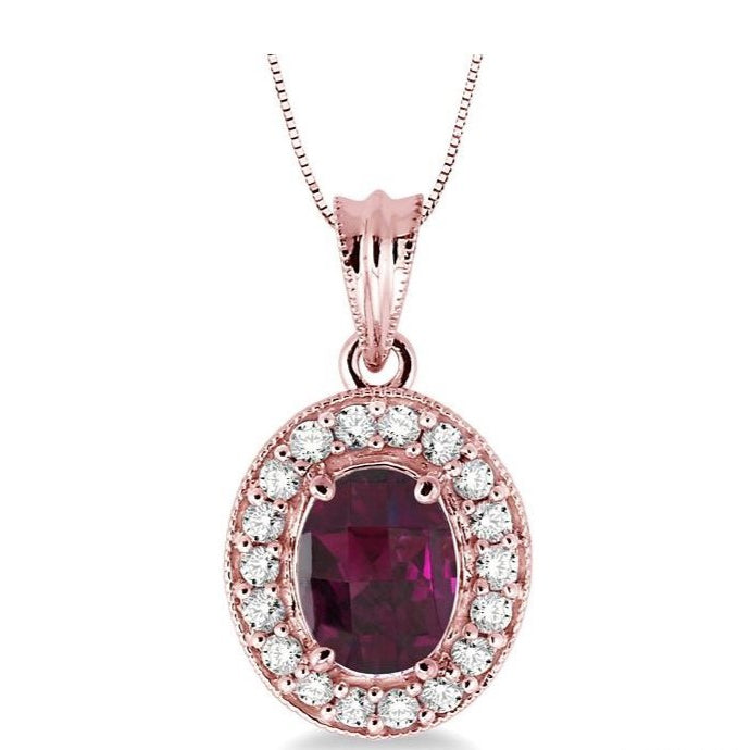 Parkplace Jewelers Oval Shape Gemstone & Halo Diamond Pendant 58215PPFNPDRHPG