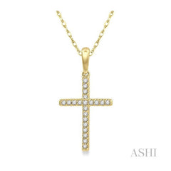 ASHI Cross Petite Diamond Fashion Pendant 624A8PPTSPDYG