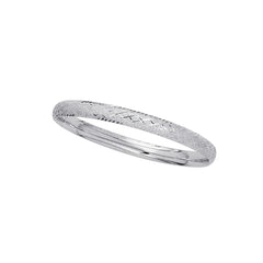 White Gold Diamond Cut/ Textured Fancy Bangles Bracelet