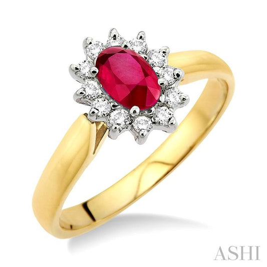 ASHI Oval Shape Gemstone & Halo Diamond Ring 40047PPFXRB