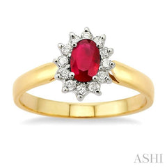 ASHI Oval Shape Gemstone & Halo Diamond Ring 40047PPFXRB