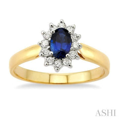 ASHI Oval Shape Gemstone & Halo Diamond Ring 40047PPFXSP