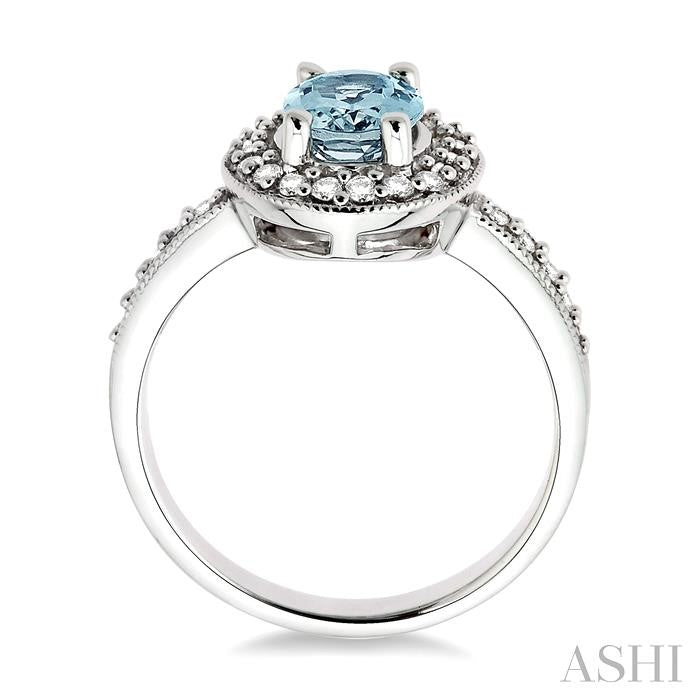 ASHI Oval Shape Gemstone & Halo Diamond Ring 40475PPFNAQWG
