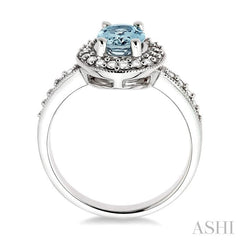 ASHI Oval Shape Gemstone & Halo Diamond Ring 40475PPFNAQWG