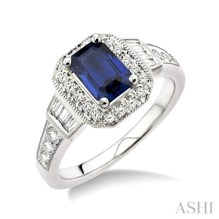 ASHI Emerald Shape Gemstone & Halo Diamond Ring 40486PPFHSPWG