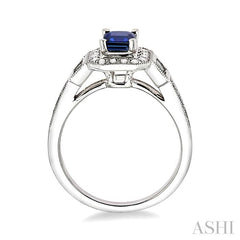 ASHI Emerald Shape Gemstone & Halo Diamond Ring 40486PPFHSPWG