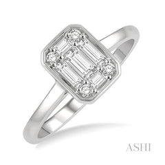 ASHI Emerald Shape Bezel Set Fusion Diamond Ring 110D3PPFGWG